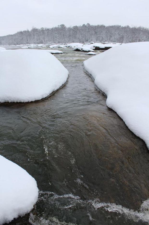 Snow on the James River Richmond Virginia