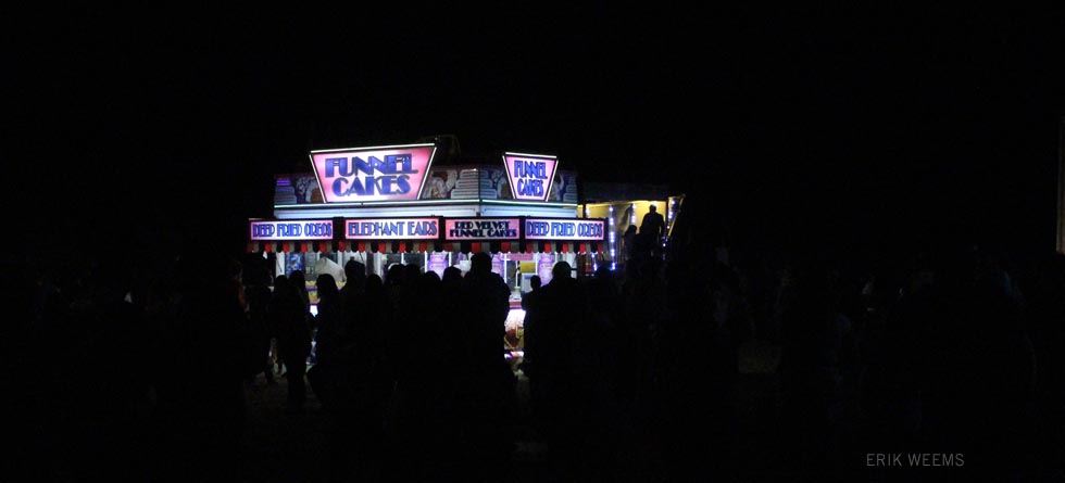 Funnel Cakes at County Fair at night