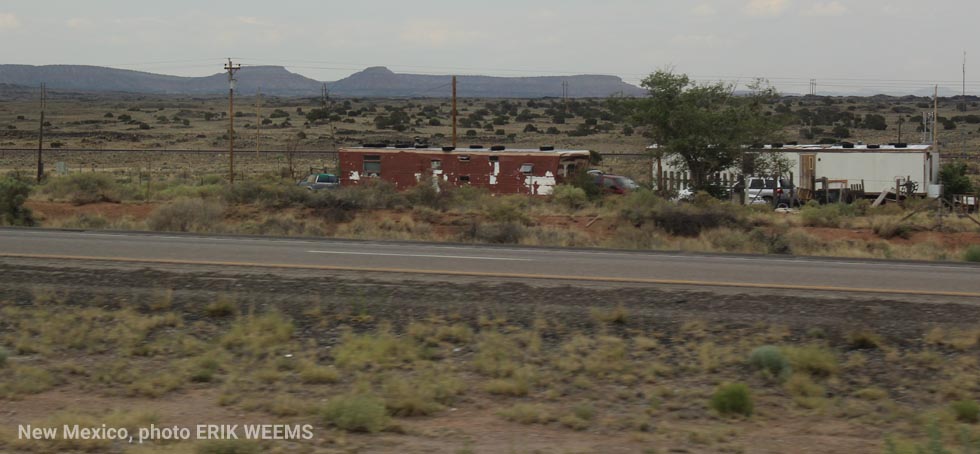 New Mexico mobile homes with tires on the roof