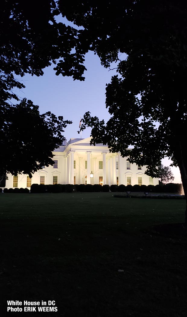White House in DC just after nightfall
