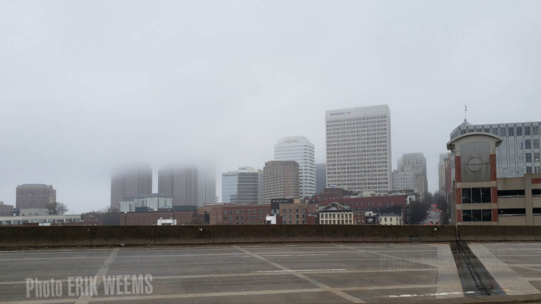 Fog in business district of Richmond
