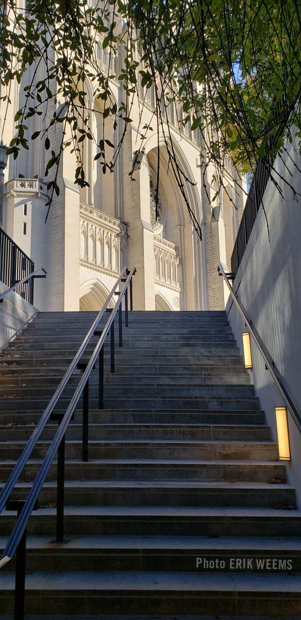 At the steps of the National Cathedral