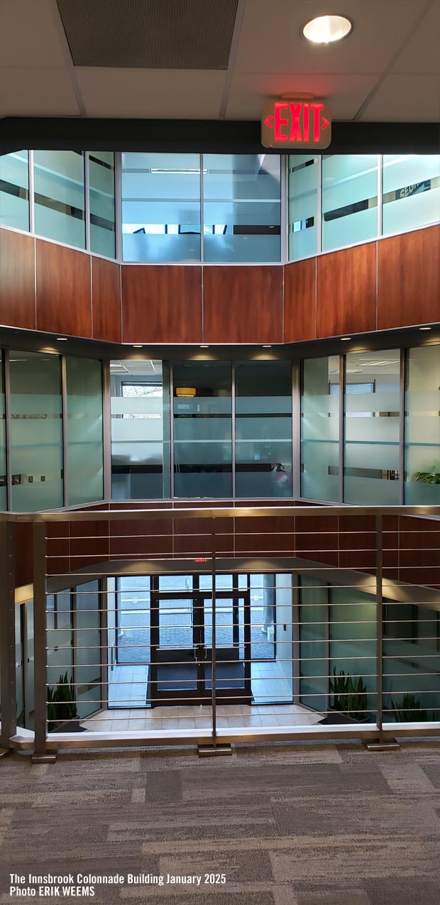 A second floor view within the Colonnade Office Building