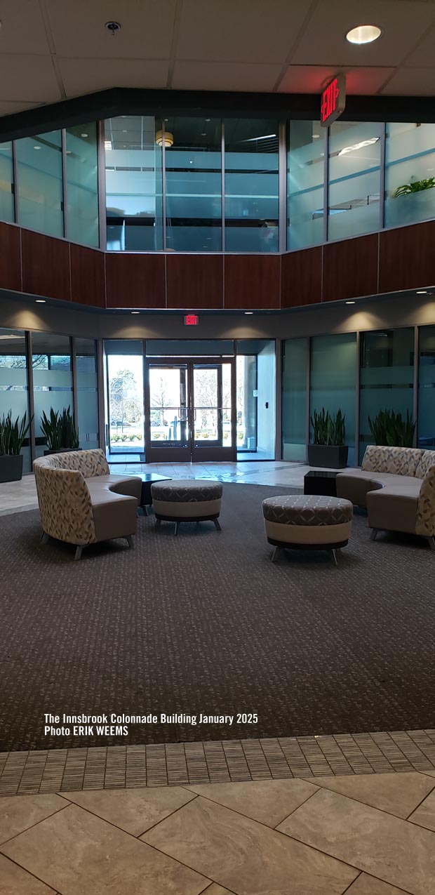 The lobby space inside the Colonnade Office Building