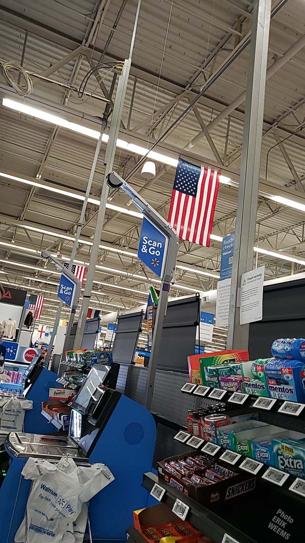 The check out line at Walmart