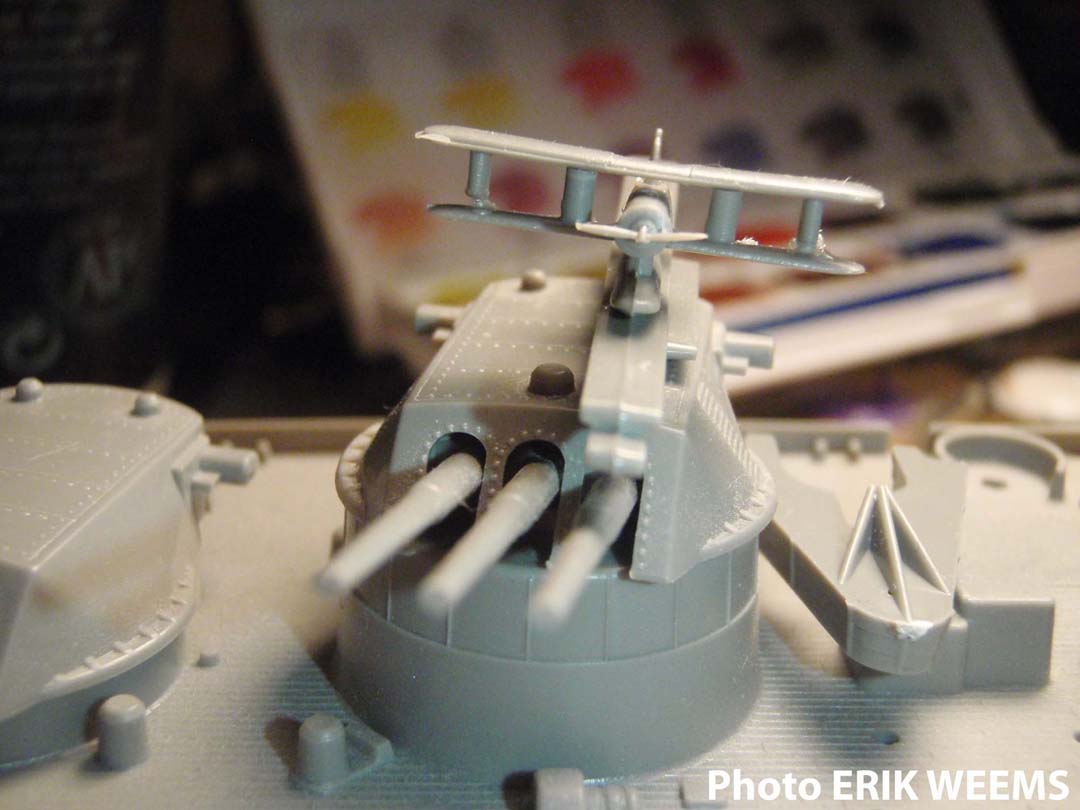 Plastic model USS Arizona with plane